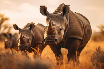 Obraz premium Rhino, Wildlife Photography, Generative AI