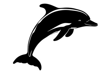 Jumping dolphin silhouette isolated. Vector illustration