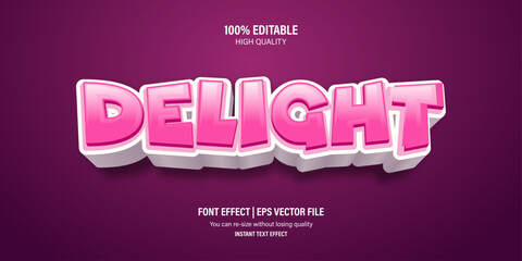 Delight 3d text effect, Editable text effect.