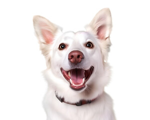 happy Swiss Shepherd dog on isolated background, generative ai