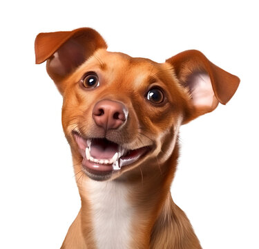cute Miniature Pinscher dog looking happy on isolated background, generative ai