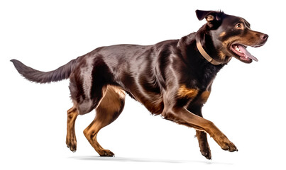 beauceron dog running on isolated background, generative ai