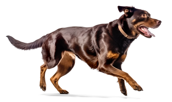 beauceron dog running on isolated background, generative ai