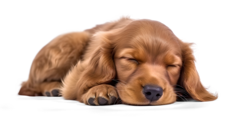 sleeping english cocker spaniel on isolated background, generative ai