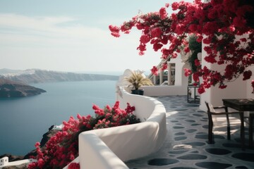 Beautiful sea terrace resort. Generate Ai