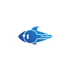 Fish key logo design concept.