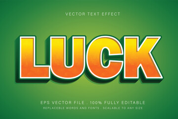 Editable Luck 3d text effect, Text style