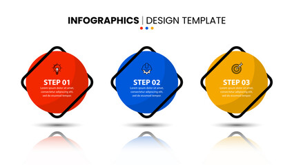 Infographic template. 3 circles with frames and icons