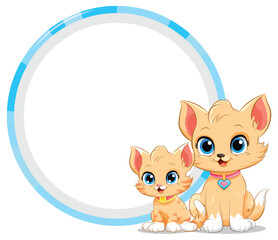 Round Frame with Cute Cat