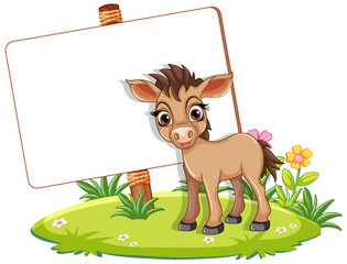Obraz premium Cartoon Horse with Nature Background