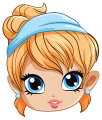 Cute girl wearing headband cartoon face