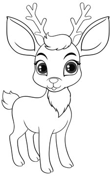 Coloring Page Outline of Cute Deer