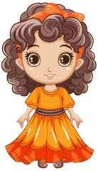 Cute Girl with Brown Curly Hair