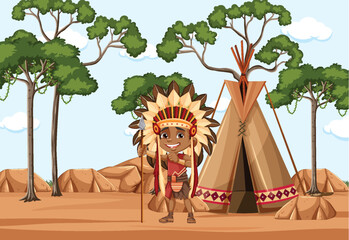 Indigenous people in front of their house © blueringmedia