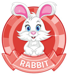 Cute White Rabbit Cartoon Character