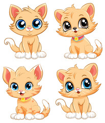 Cute Kittens Cartoon Characters Collection