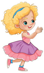 Little Girl in Beautiful Dress Vector