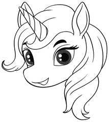 Coloring Page Outline of Cute Unicorn
