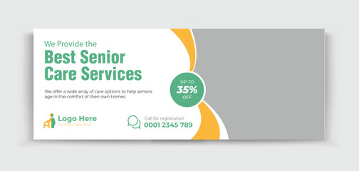 Senior Care timeline cover design template for your business ads promotion 