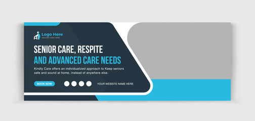 Senior Care timeline cover design template for your business ads promotion 