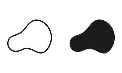 Irregular Amorphous Splodge. Abstract Liquid Design Form. Random Shape. Stone, Pebble Collection. Organic Blob Line and Silhouette Black Set. Isolated Vector Illustration