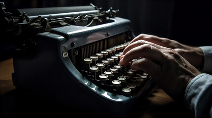 old typewriter closeup hands - AI generated