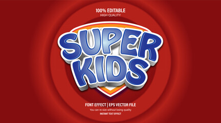 Super kids logo mockup, Editable text effect.