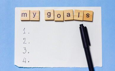 My goal text on paper, life planning content