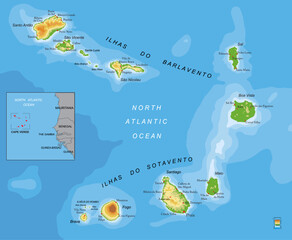 Cape Verde highly detailed physical map - 627678183