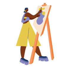 Black woman brush painting vector illustration.
