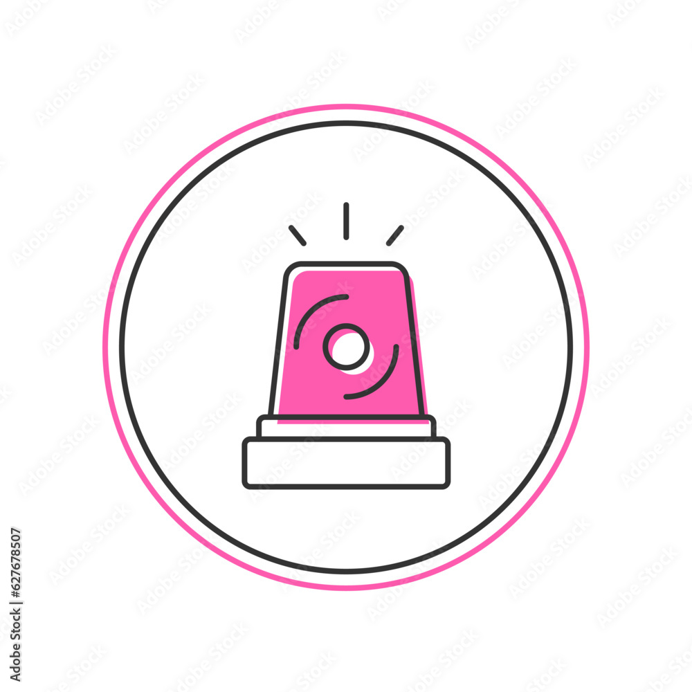 Poster filled outline flasher siren icon isolated on white background. emergency flashing siren. vector