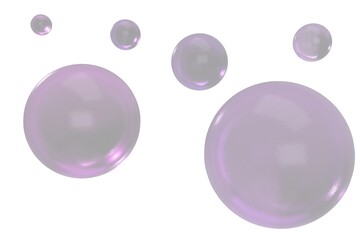 3D Illustration: Set of Transparent Purple Glass Balls