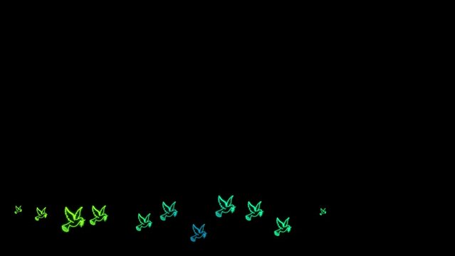 Neon light pigeon animation. Animation collection concept with lightsaber and glow effects.