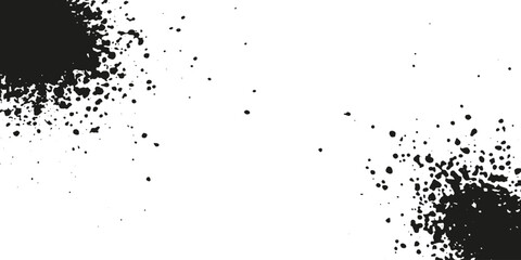 Ink Splash Background, Grunge Texture. Paint Brush Splatter. Dirty Stain Watercolor. Paintbrush Splotch in Corner. Grungy Spatter Frame. Abstract Design Element. Isolated Vector Illustration