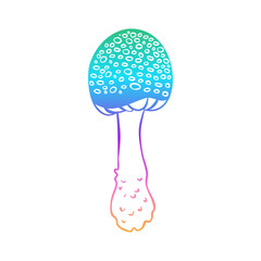 Magic mushrooms. Psychedelic hallucination. Gradient colorful vector illustration isolated on white. 60s trippy hippie art.
