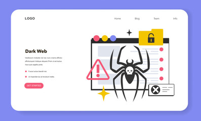 Darkweb or darknet web banner or landing page. Worldwide network