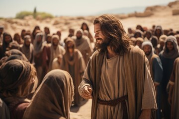 Prophet with the people. Beautiful illustration picture. Generative AI