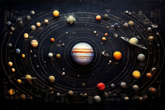 Knolling of solar system. Beautiful illustration picture. Generative AI
