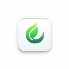 Logo for minimal app, green object on white. Beautiful illustration picture. Generative AI