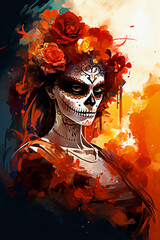 Day of the Dead. Dia de los Muertos. Day of the Dead illustration. selective focus.