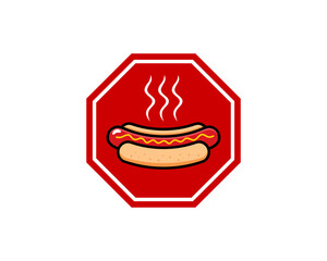 Hot dog inside the stop sign vector llustration