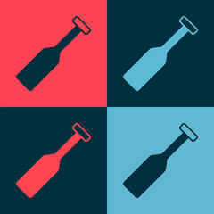 Pop art Paddle icon isolated on color background. Paddle boat oars. Vector