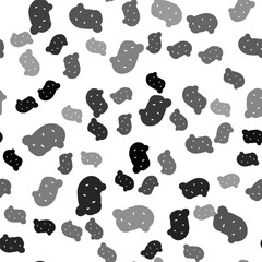 Black Potato icon isolated seamless pattern on white background. Vector