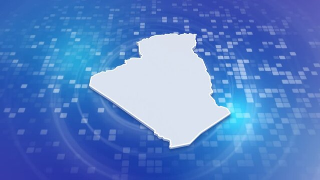 Algeria 3D Map on Minimal Background
