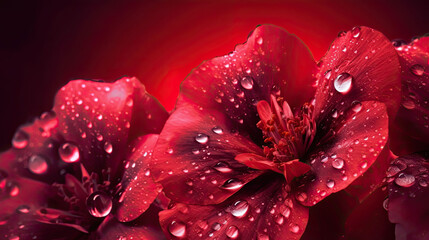 Red flowers with water droplets
