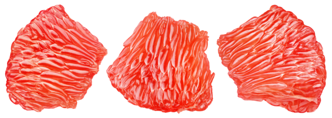Set of flesh of grapefruit citrus fruit isolated on transparent background. Grapefruit pulp. Full depth of field.