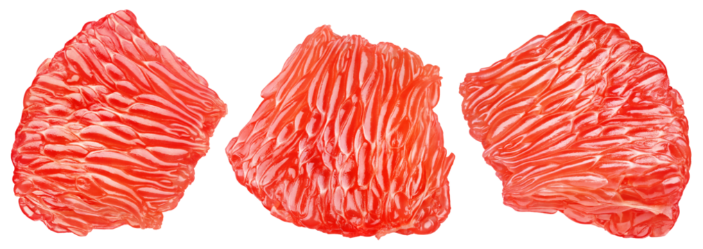 Set of flesh of grapefruit citrus fruit isolated on transparent background. Grapefruit pulp. Full depth of field.
