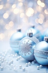 Blue and silver christmas ornaments.