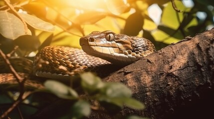 A beautiful view of snake in close up. Generative AI.