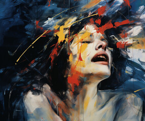 Silhouettes of Strain: Vibrant Canvases of Emotional Pain, Generative AI